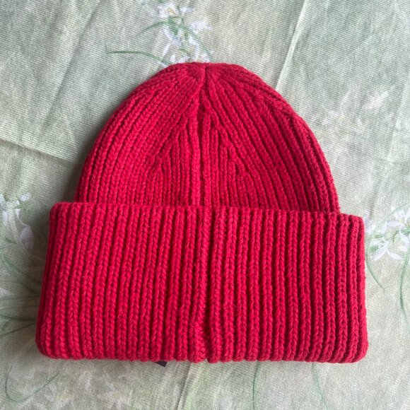 Acne Studios Red Embroidered Knit Beanie main image 5